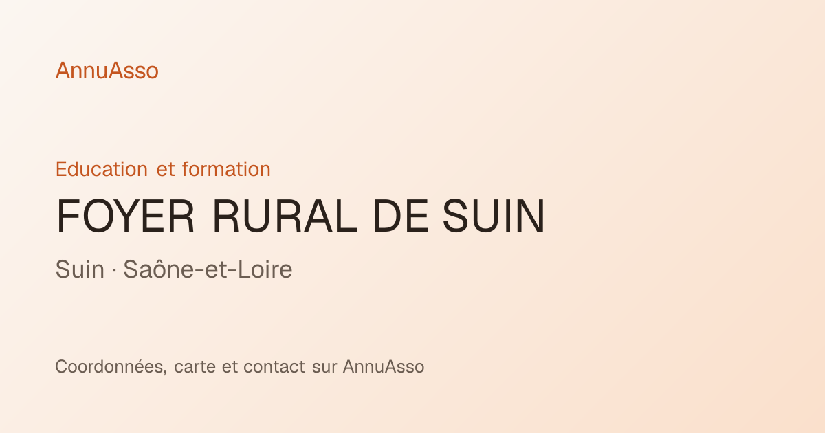 FOYER RURAL DE SUIN · AnnuAsso
